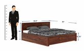 Woodwing Solid Sheesham Wood Bed With Four Drawers (Queen Size, Natural Finish)